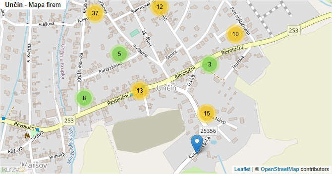 Unčín - mapa firem