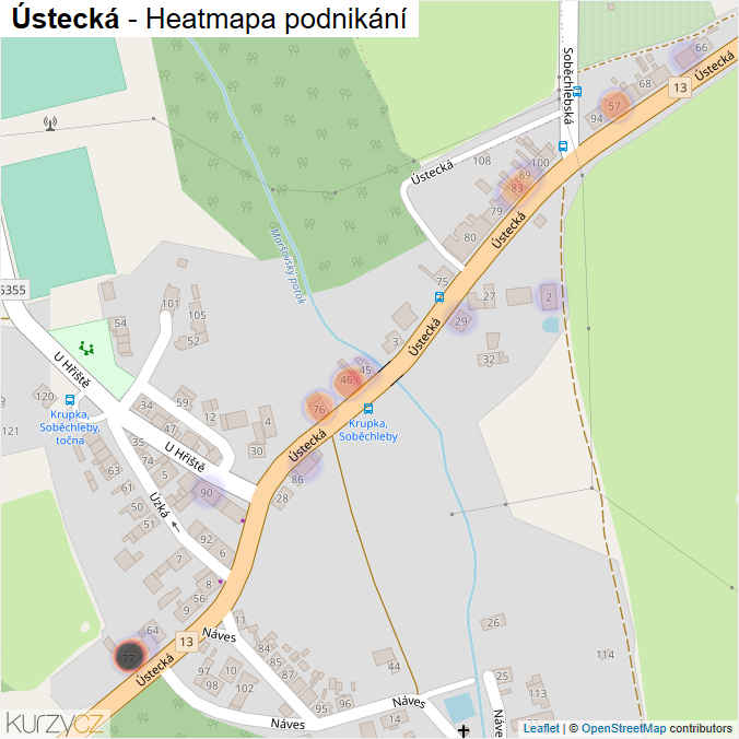 Mapa Ústecká - Firmy v ulici.