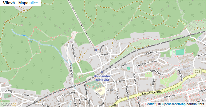 Vilová - mapa ulice