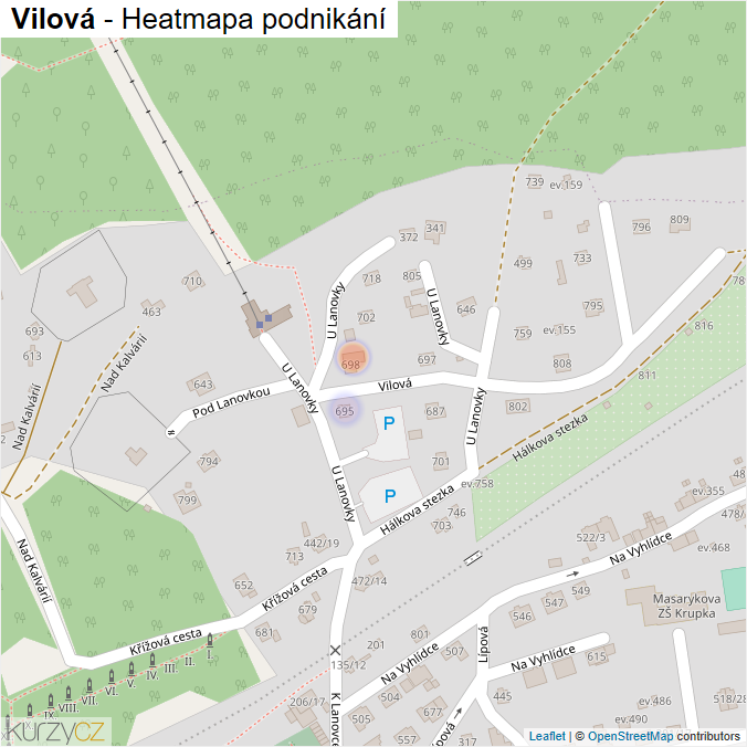 Mapa Vilová - Firmy v ulici.