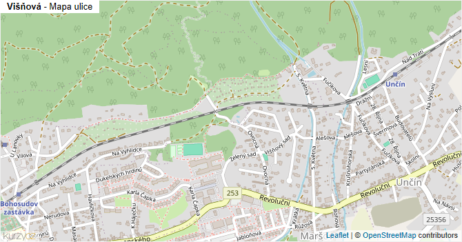 Višňová - mapa ulice