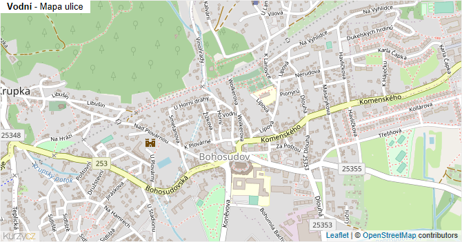 Vodní - mapa ulice