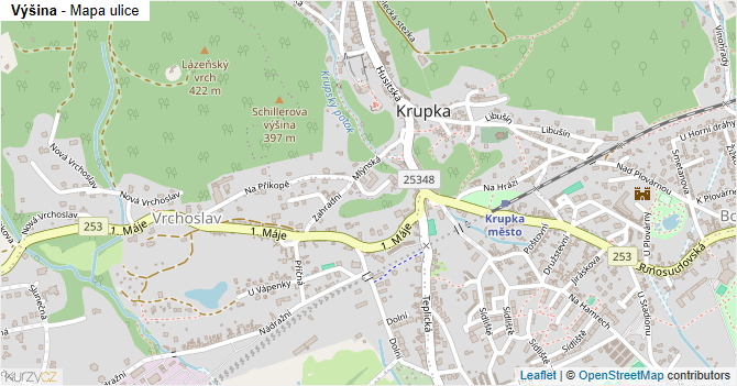 Výšina - mapa ulice