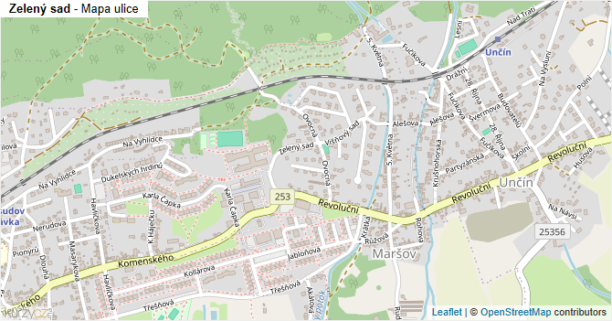 Zelený sad - mapa ulice
