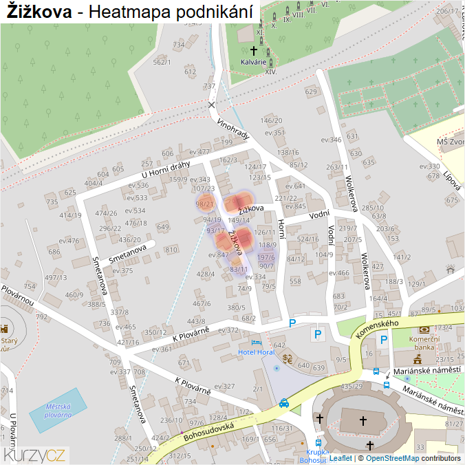 Mapa Žižkova - Firmy v ulici.