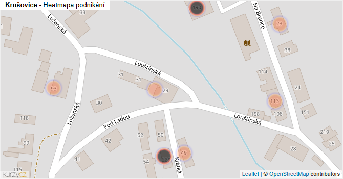 Krušovice - mapa podnikání