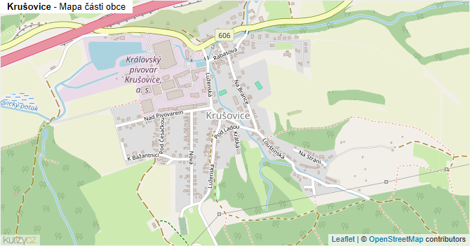 Krušovice - mapa části obce
