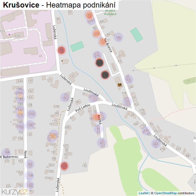 Mapa Krušovice - Firmy v části obce.