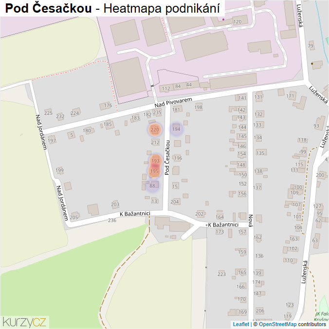 Mapa Pod Česačkou - Firmy v ulici.