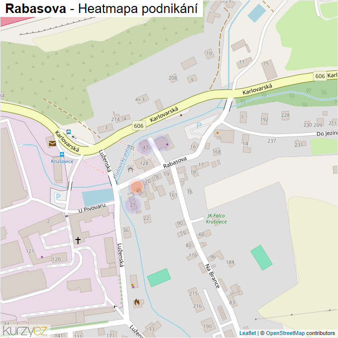 Mapa Rabasova - Firmy v ulici.