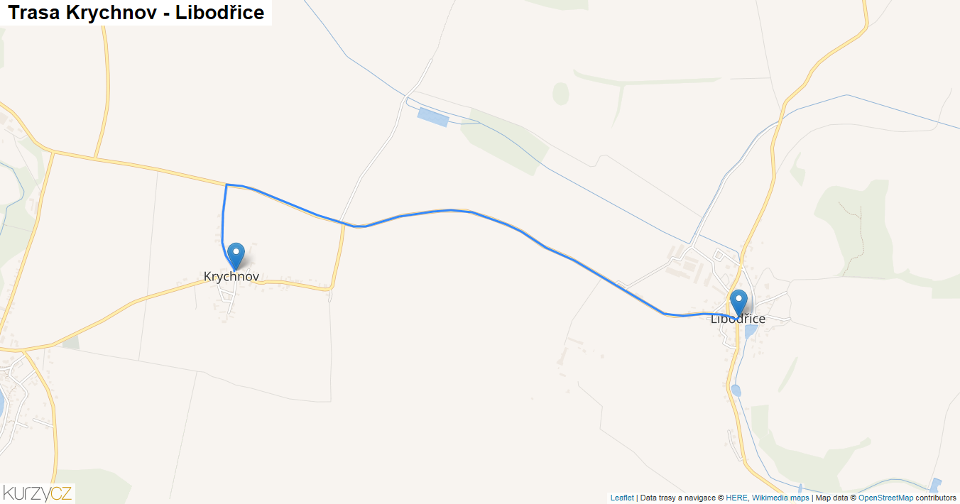 Krychnov-Libodřice, mapa trasy
