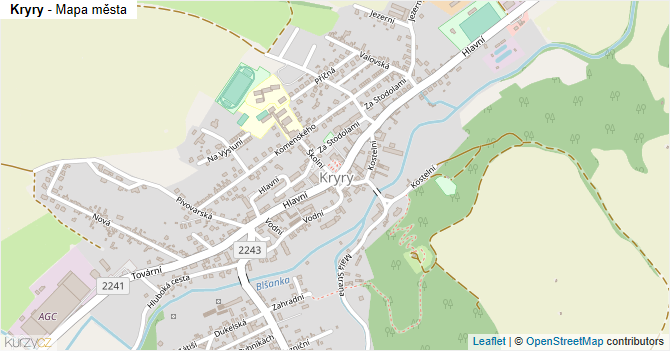 Kryry - mapa města
