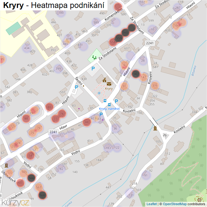 Mapa Kryry - Firmy v obci.