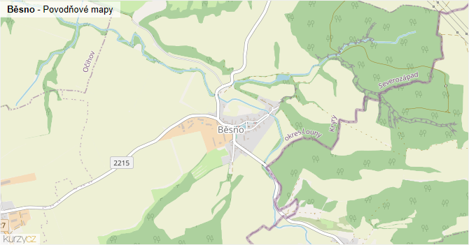 Běsno - záplavové mapy stoleté vody