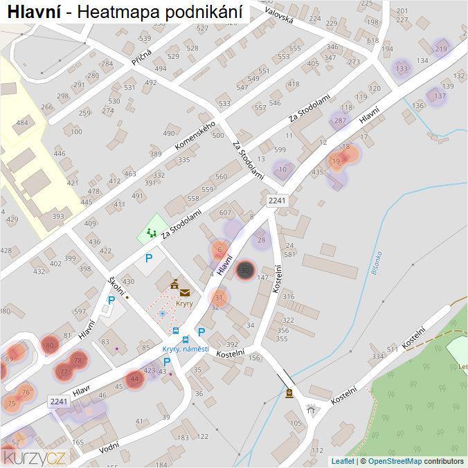 Mapa Hlavní - Firmy v ulici.