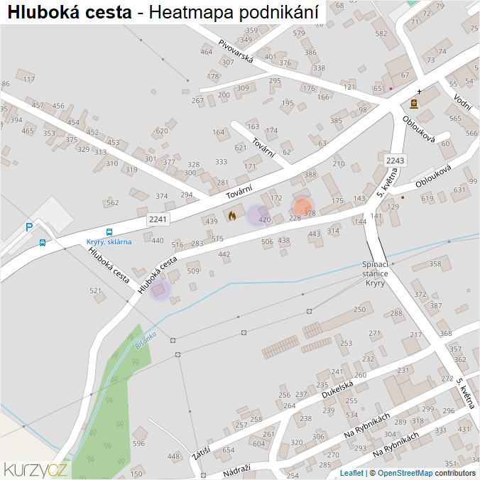 Mapa Hluboká cesta - Firmy v ulici.