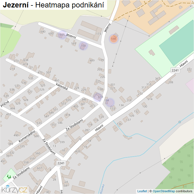 Mapa Jezerní - Firmy v ulici.
