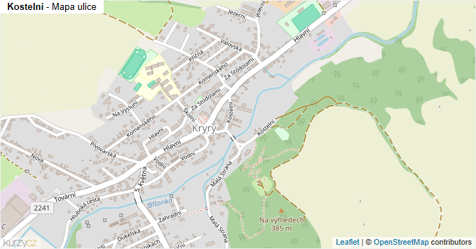 Kostelní - mapa ulice