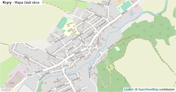 Kryry - mapa části obce