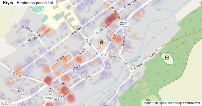 Kryry - mapa podnikání