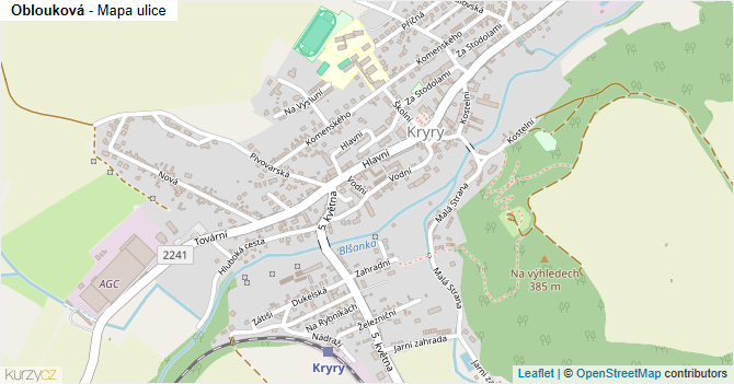 Oblouková - mapa ulice