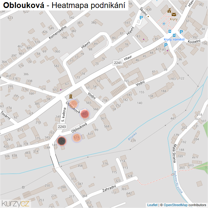 Mapa Oblouková - Firmy v ulici.