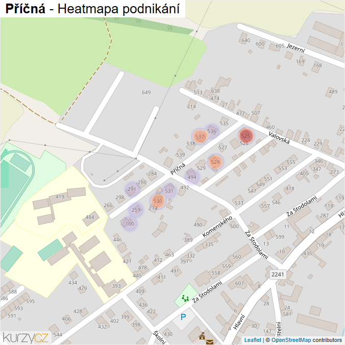 Mapa Příčná - Firmy v ulici.