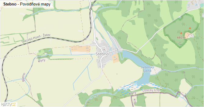 Stebno - záplavové mapy stoleté vody