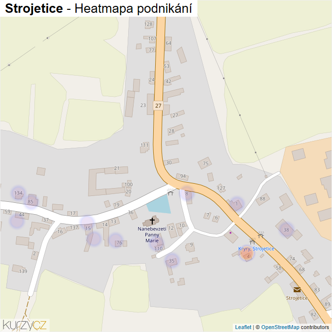 Mapa Strojetice - Firmy v části obce.