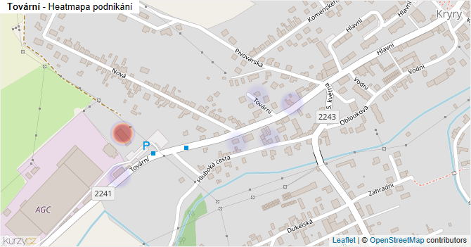 Tovární - mapa podnikání
