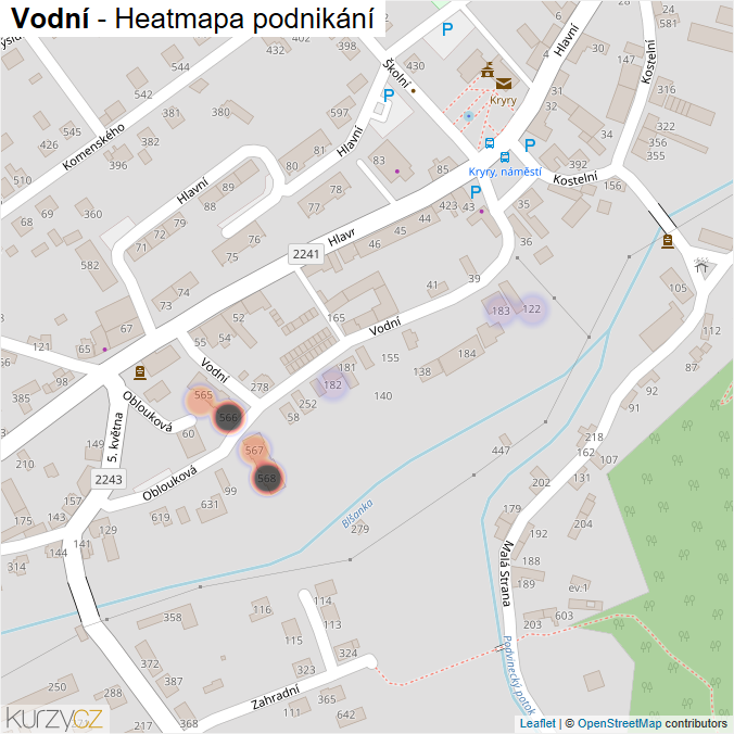 Mapa Vodní - Firmy v ulici.