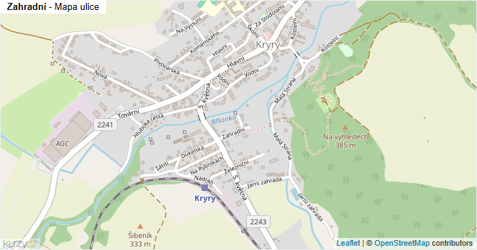Zahradní - mapa ulice