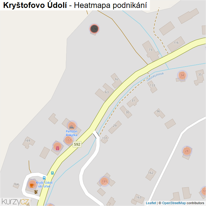 Mapa Kryštofovo Údolí - Firmy v obci.