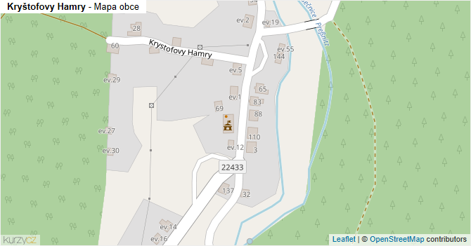 Kryštofovy Hamry - mapa obce
