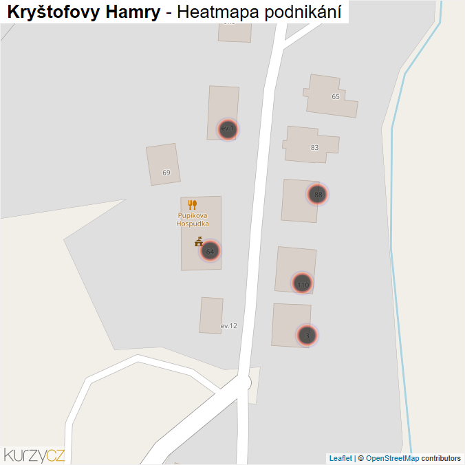 Mapa Kryštofovy Hamry - Firmy v obci.