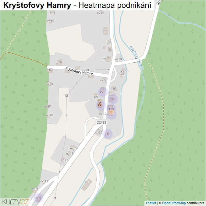 Mapa Kryštofovy Hamry - Firmy v části obce.