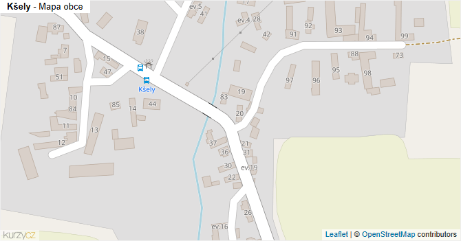 Kšely - mapa obce
