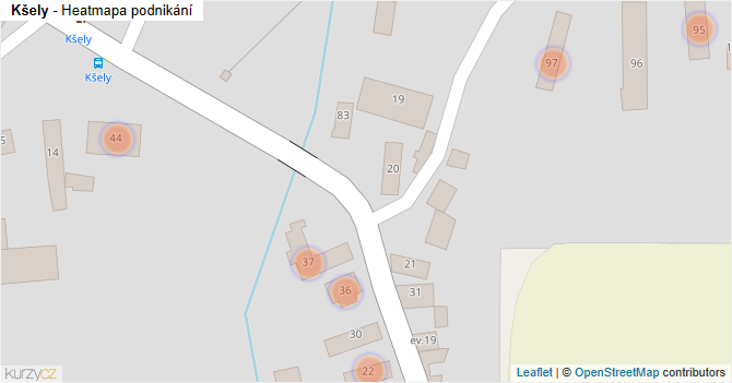 Kšely - mapa podnikání