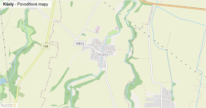 Kšely - záplavové mapy stoleté vody