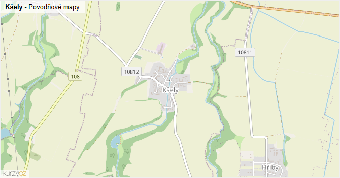Kšely - záplavové mapy stoleté vody