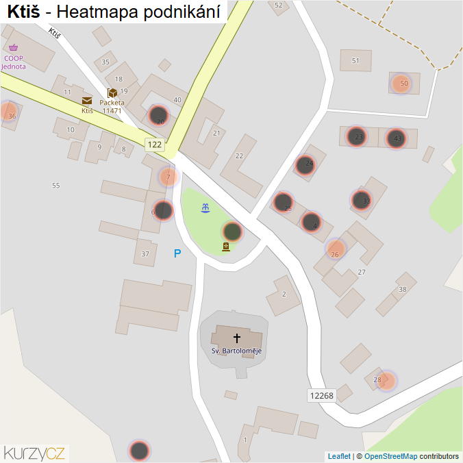 Mapa Ktiš - Firmy v obci.