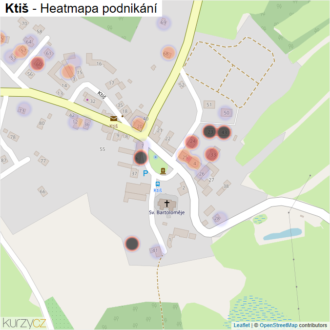 Mapa Ktiš - Firmy v části obce.