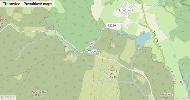 Třebovice - záplavové mapy stoleté vody
