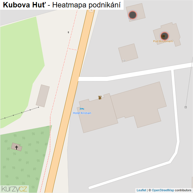 Mapa Kubova Huť - Firmy v obci.