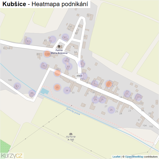 Mapa Kubšice - Firmy v části obce.