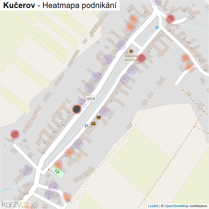 Mapa Kučerov - Firmy v části obce.
