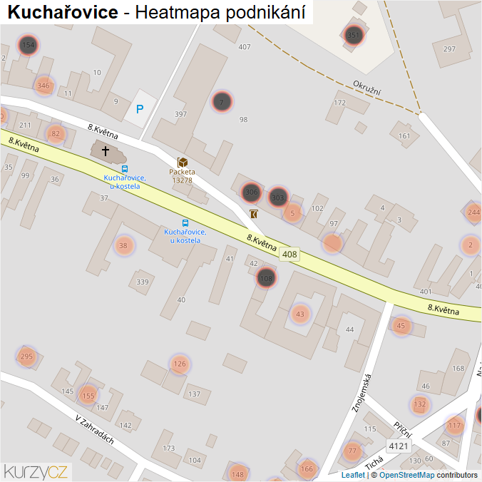 Mapa Kuchařovice - Firmy v obci.