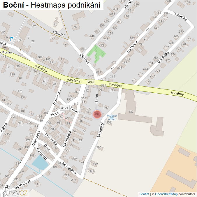 Mapa Boční - Firmy v ulici.