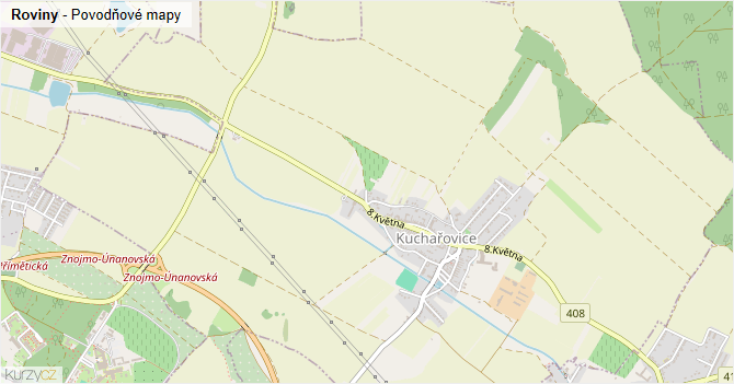 Roviny - záplavové mapy stoleté vody
