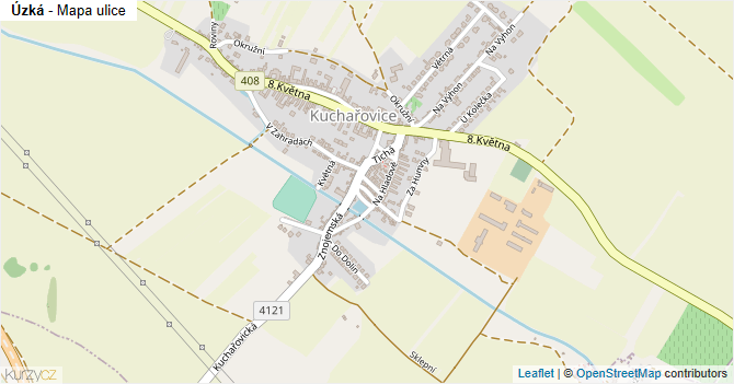Úzká - mapa ulice